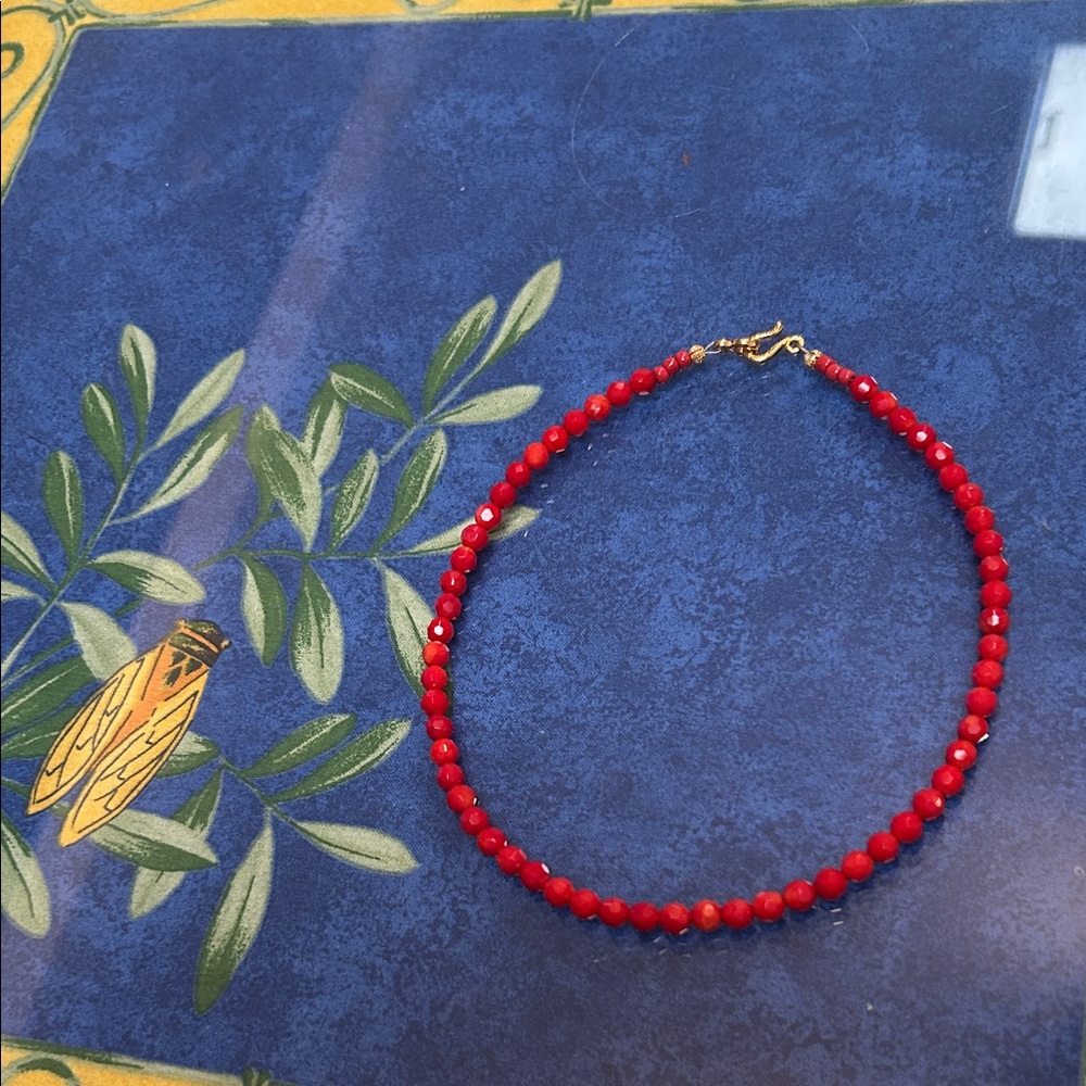 Coral Faceted Bead Necklace
